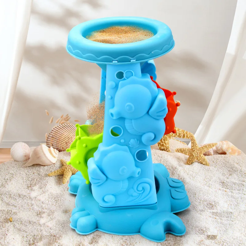 Caja de arena para niños al aire libre de verano, cubo de arena con reloj de arena para niños, Kit de construcción de castillo de playa, herramienta de rastrillo de pala, juego de arena para excavar para niños