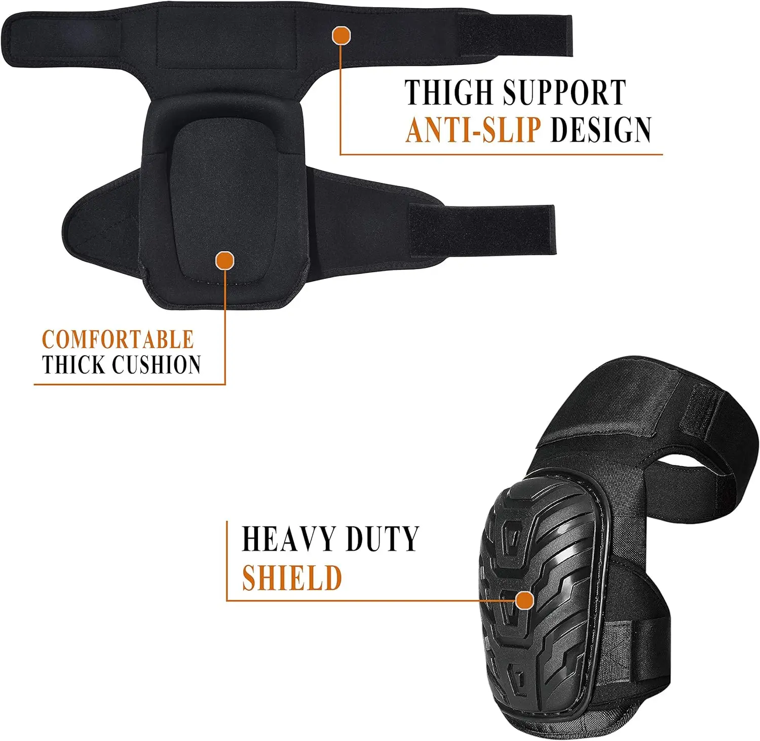 2 Piece Professional Knee Pads for Work Heavy Duty Foam Padding Gel Construction Knee Pads with Strong Double Straps