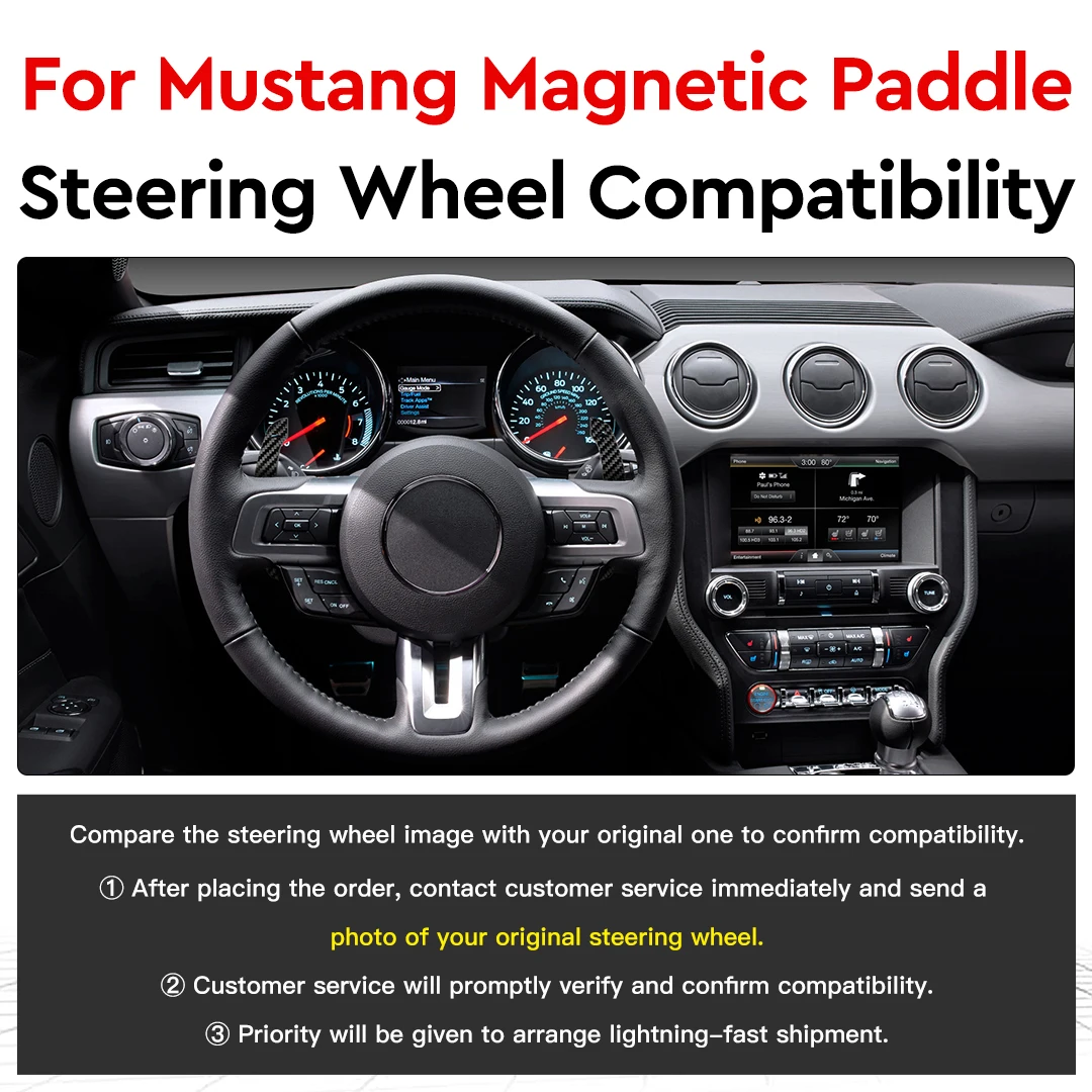 For Mustang GT 2015-2023 Shelby LED Magnetic Steering Wheel Paddle Shifters Various Colors Mobile Phone Connection APP Control