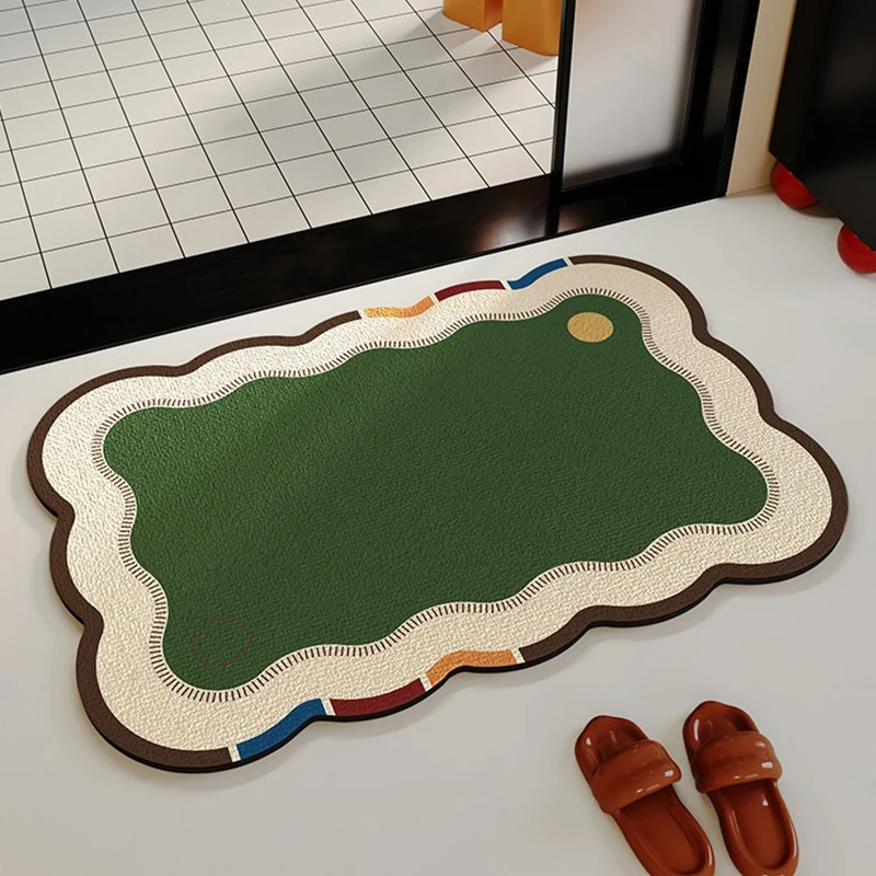 

Bathroom Door Carpet Water Absorbent Non-slip Floor Mat Green Shaped Carpet Diatom Mud Mats Entrance Carpets Home Decoration Rug