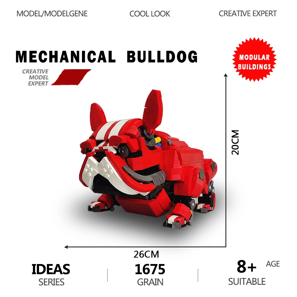 

Mechanical Bulldog Building Blocks Red Model Bricks Pet Dog Idea Assembled Module Compatible Technical Toys For Children Gifts