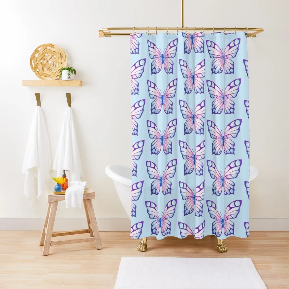 

Purple Watercolor Butterfly Shower Curtain Modern Showers For Bathroom Cute Shower In The Bathroom Curtain