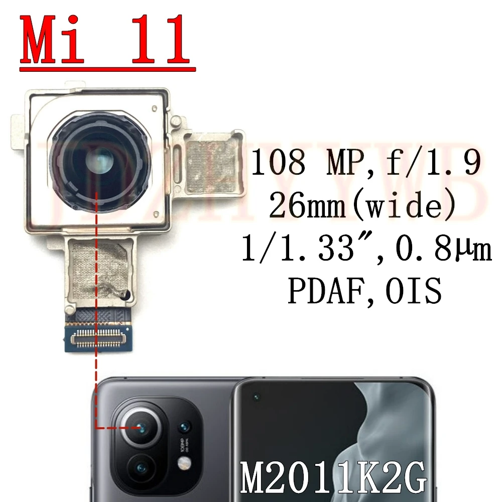 Front Rear Camera For Xiaomi Mi 11 Mi11 M2011K2G Frontal Selfie Facing Main Wide Back Camera Module Flex Cable Replacement