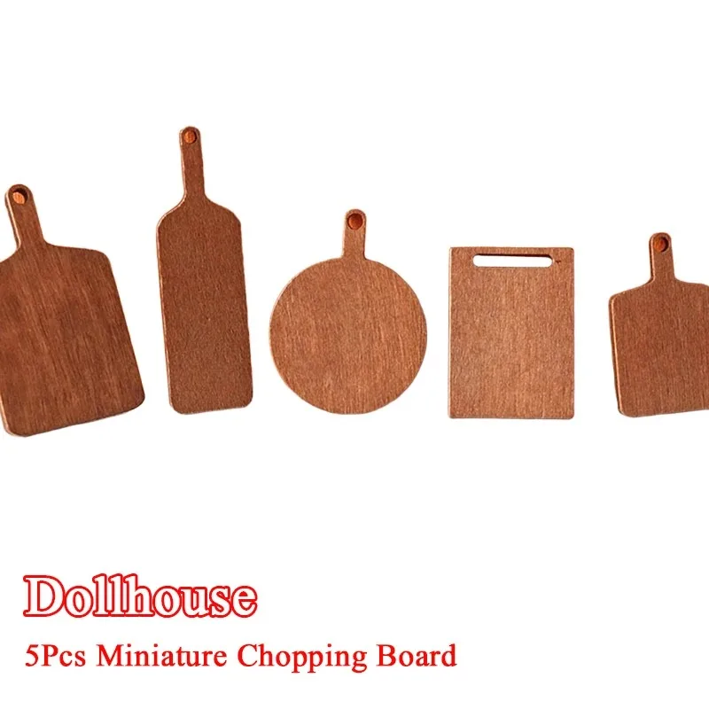 

Hot Sale 5Pcs/set 1:12 Dollhouse Miniature Chopping Board Simulation Cutting Board Bread Dessert Board Model Kitchen Decor Toy