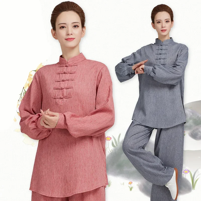 

Linen Martial Art Uniform Tai Chi Clothes Kung Fu Set Wushu Clothing for Woman Wudang Coat Man Training Clothes