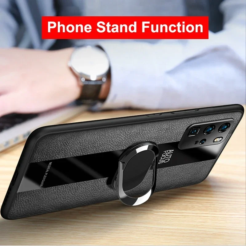 Luxury Ring Leather Phone Case For Honor X10 X30 Max X30i Back Cover Silicone Case For Honor 50 60 Magic 3 View 30 Pro Plus 30S image 5