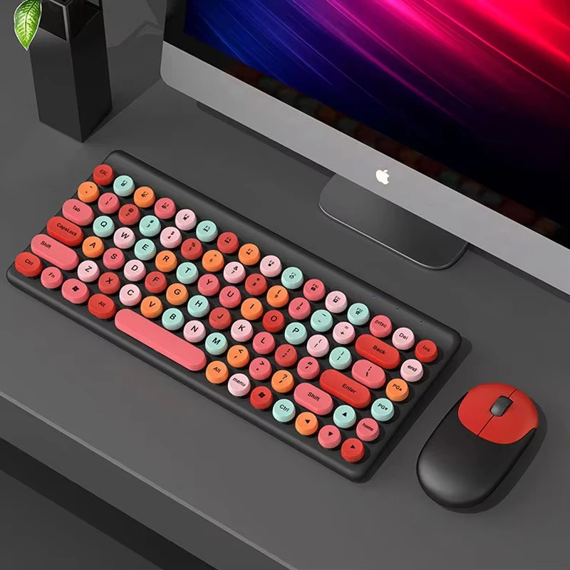 Mini Keyboard Bluetooth Keyboard  for Tablet Mobiles Computer Accessories Colorful 84 keys ipad keyboard Laptop Accessories