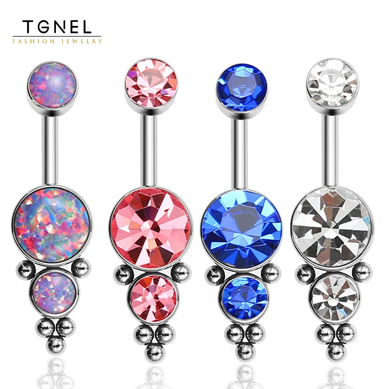 Navel Barbell Stud Body Piercing Belly Button Rings Round Cubic Zirconia Summer Waterproof Jewelry Accessories