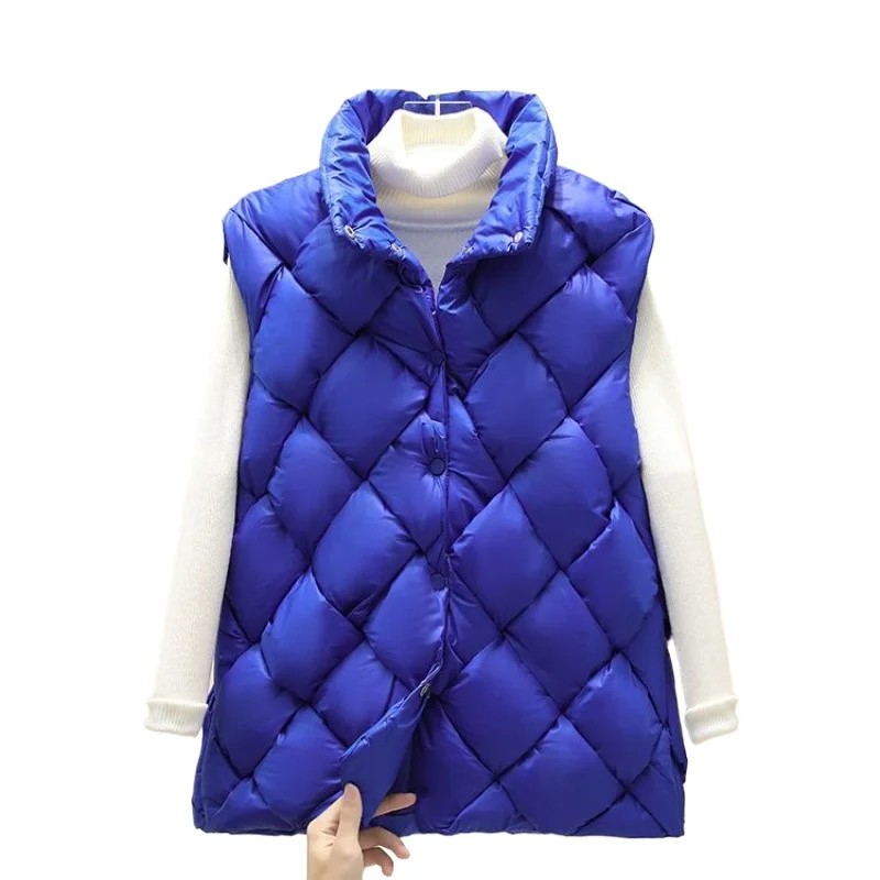 

Cotton Vest Women's Outer Wear Winter New High-end Woven Fashion Vest Thickened Warm Cotton Jacket Candy Color Age Reduction