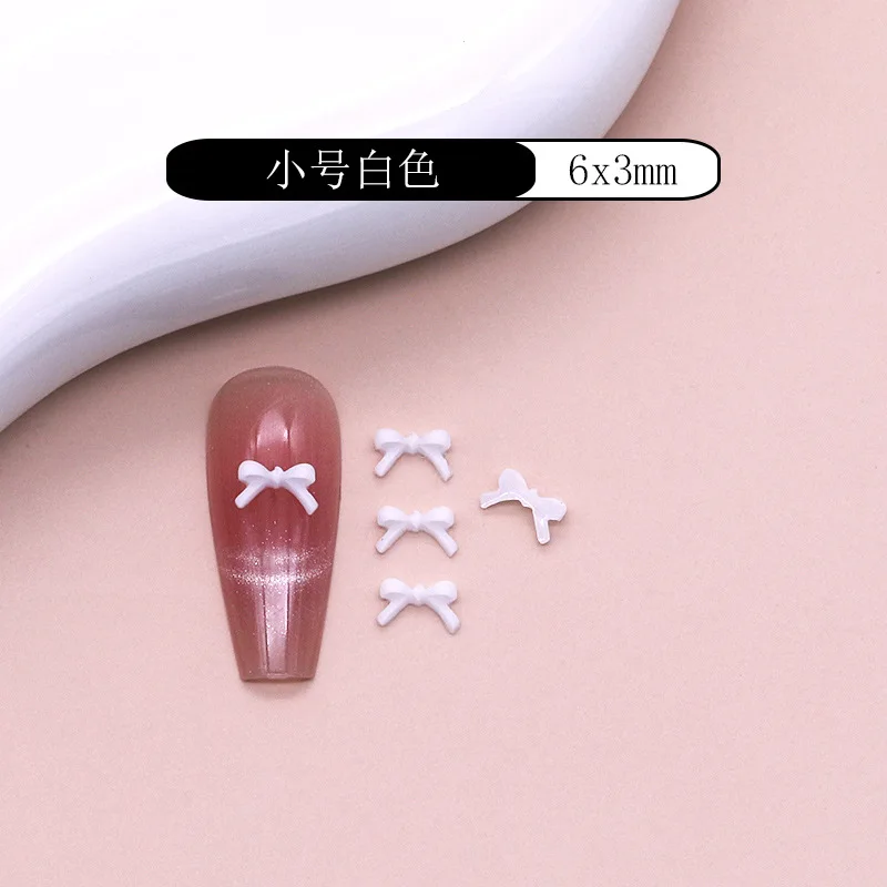 50Pcs Sweet Simple Bow Nail Charms Mixed Size Floating Ribbon Bow Ornaments All Match DIY Handmade Manicure Nail Decor Supplies