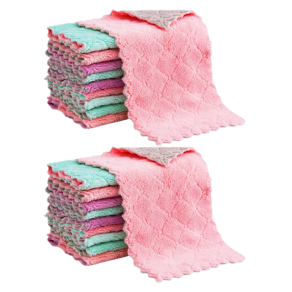 20Pcs Dense Microfiber Kitchen Dishcloths High Absorption Fast Drying Non Scratch Cleaning Cloths for Dishes Pots Pans Cutlery