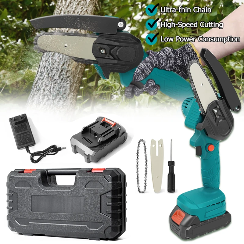 

Mini Pruning Chainsaw Electric Cordless Portable Handheld 4/6 Inch Small Saw Rechargeable Powered 21V Garden Woodworking Tools