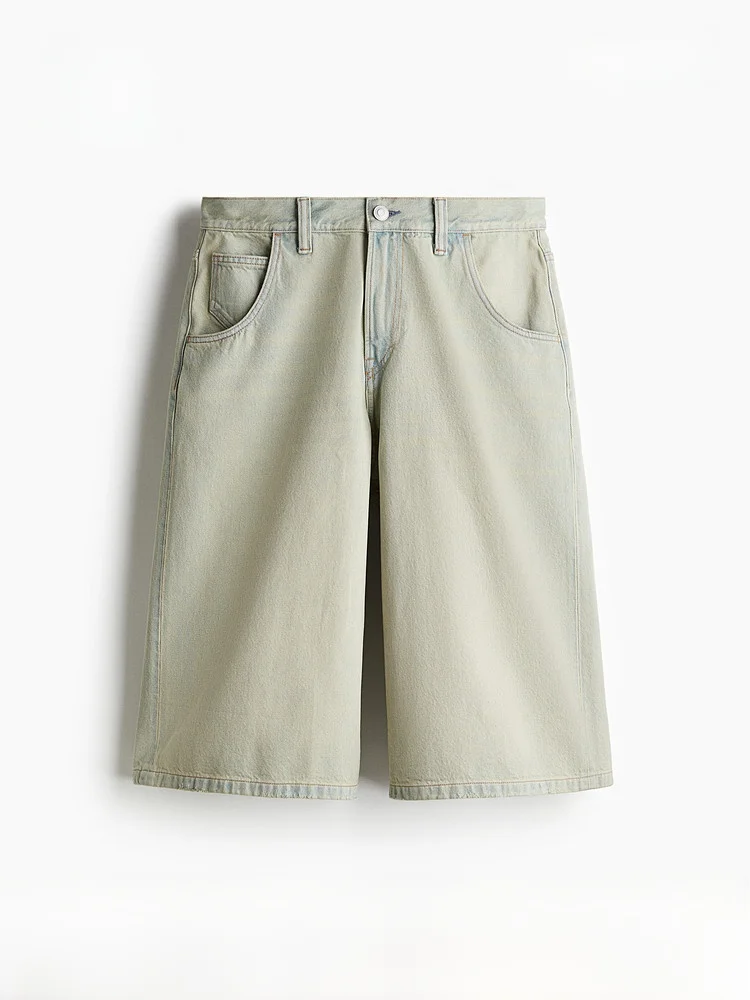 

H&M Men's Casual Straight Leg Jeans Summer 2026 Fashion Loose Fit Short Jeans mid Waist Button Cotton 100%