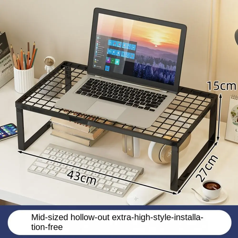 Grid Laptop Grid Cooling Rack Cooling Portable Computer Heightening Stand Black/White Metal Notebook Storage Shelf Office Supply