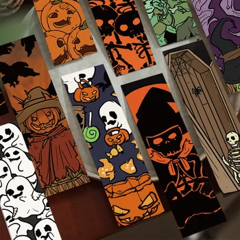 ハロウィーンのしおり、30個、読書ページ、紙カード、カボチャ、幽霊、面白い、個性、学生への創造的な贈り物