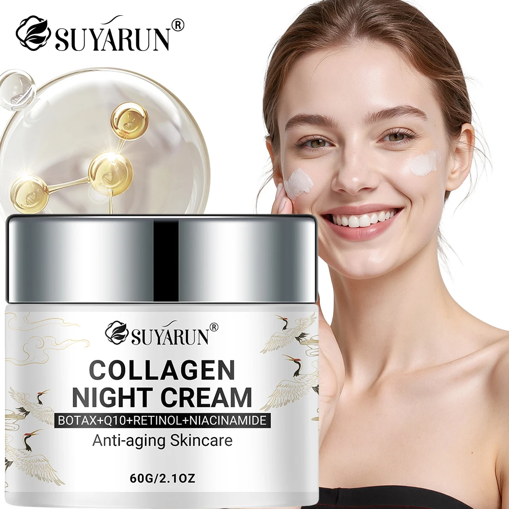 SUYARUN Night Repair Cream - Collagen Booster with Niacinamide & Ginger, Anti-Aging, Brightening & Moisturizing Face Cream.