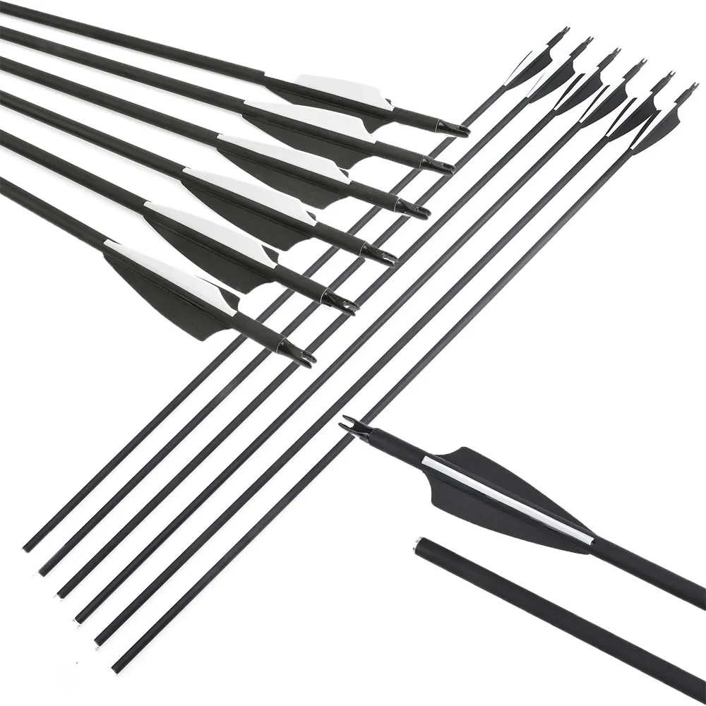 

Archery 6/12pcs 30'' Mixed Carbon Arrow ID6.2mm Spine500 Without Points Rubber Vanes for Recurve Compound Bow Hunting Shooting