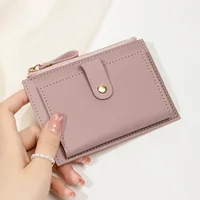 Women's Ultra-Thin Mini Card Wallet – Minimalist PU Leather Card Case, Black / Blue