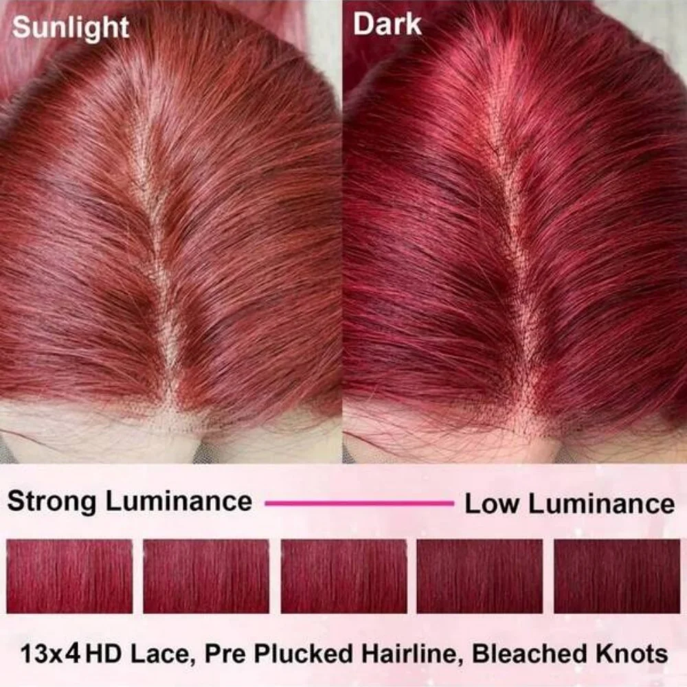 200% الكثافة 99j بورجوندي اللون الأحمر الجسم موجة الشعر البشري المخلوط 13X4 الدانتيل الباروكات الأمامية للنساء قبل قطعها منطقة كبيرة