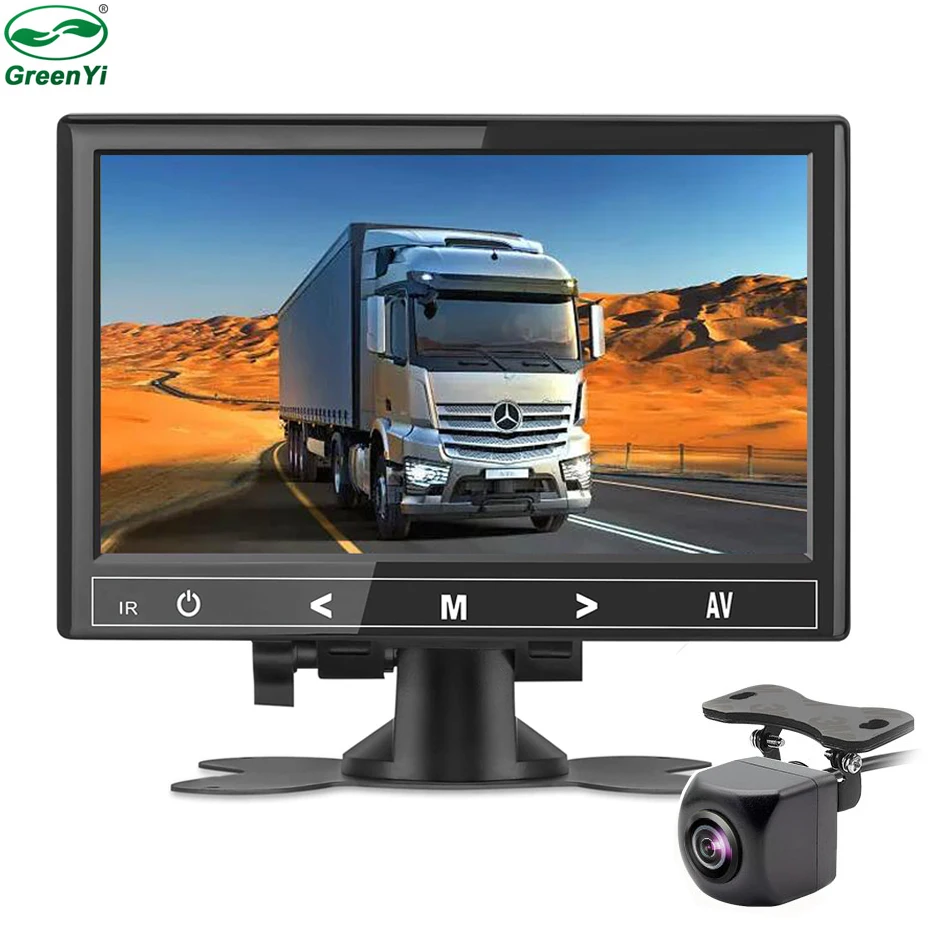 Plug and Play 7'' Easy Installation 4Pin Cigarette Lighter Connector Car  AHD Monitor with 1080P Fisheye Vehicle Rear View Camera