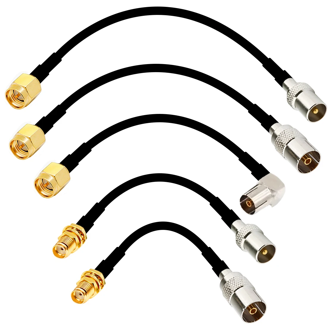 RG174 Kabel IEC PAL DVB-T do SMA / F TV Wtyczka męska i gniazdo żeńskie RF Jumper Pigtail Adapter 20cm