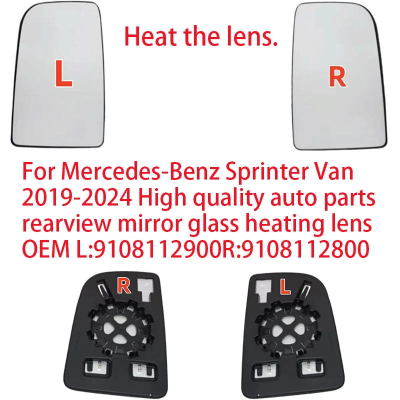 

Для Mercedes-Benz Sprinter Van 2019-2024 Высококачественные автозапчасти, зеркало заднего вида, стекло с подогревом линзы OEM L: 9108112900R: 9108112800