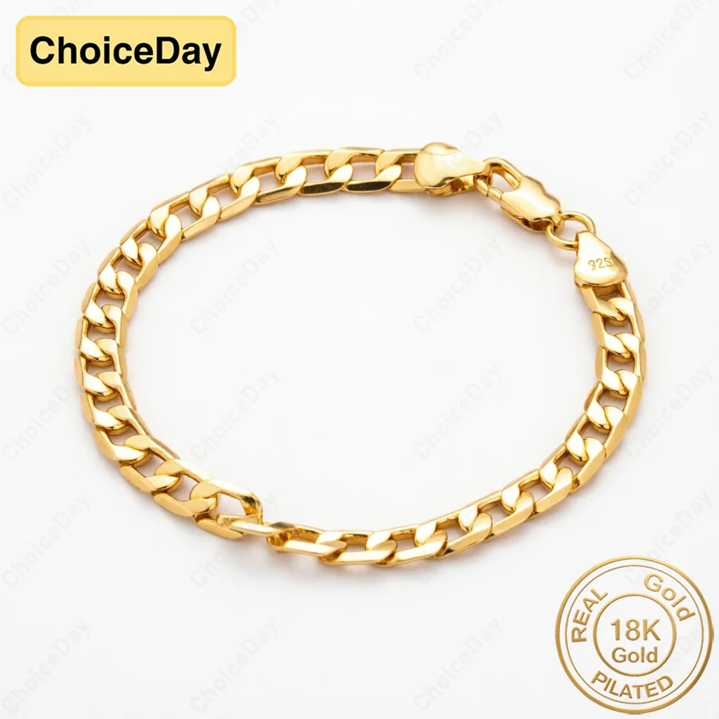 18K Gold Plated Exquisite Thickened Cuban Bracelet for Men and Women, Fashionable Hip Hop Party Gift Accessories