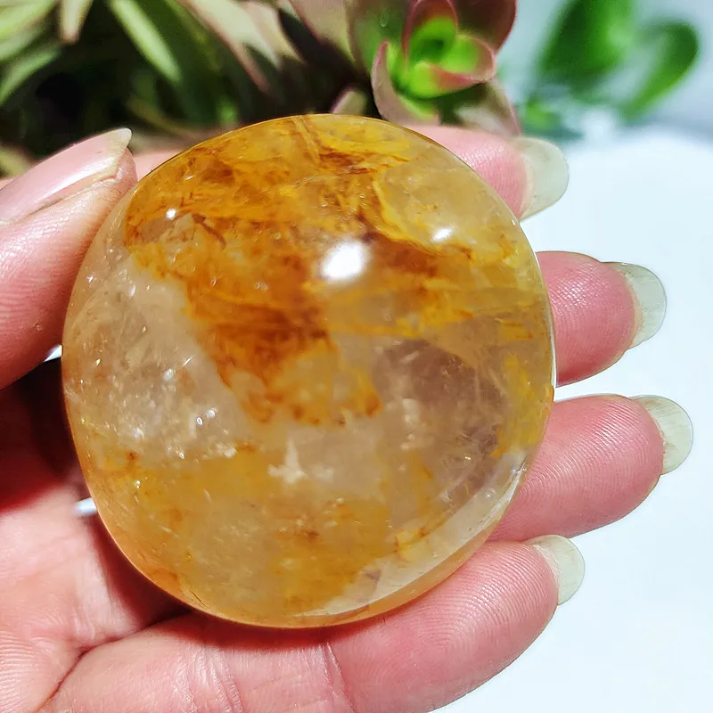 high Puality Natural Stone Yellow Hematoid Quartz Crystal  Palm Home Decoration Meditate  And Chakra Healing Crystals