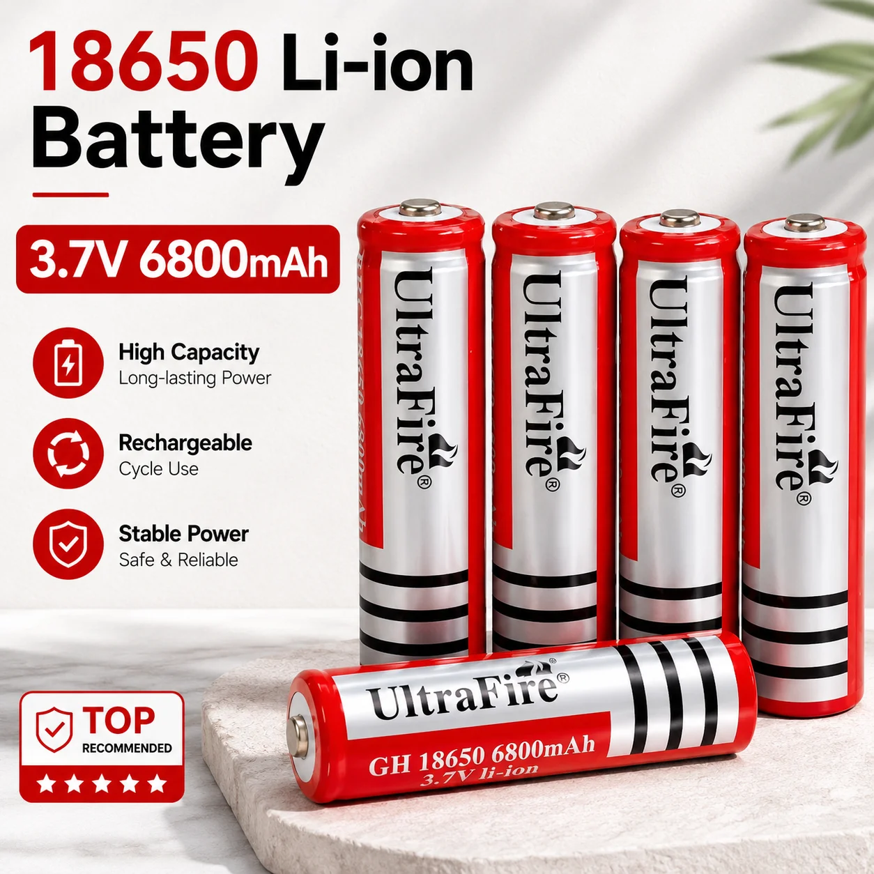 

18650 3.7V Rechargeable Lithium Ion Replacement Battery for Flashlight Torch RC Toy Fan Doorbell Headlamp