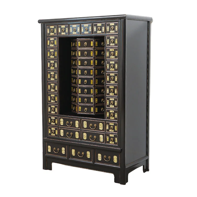 Chinese solid wood cabinet, multi-drawer cabinet, storage cabinet, retro and old storage cabinet