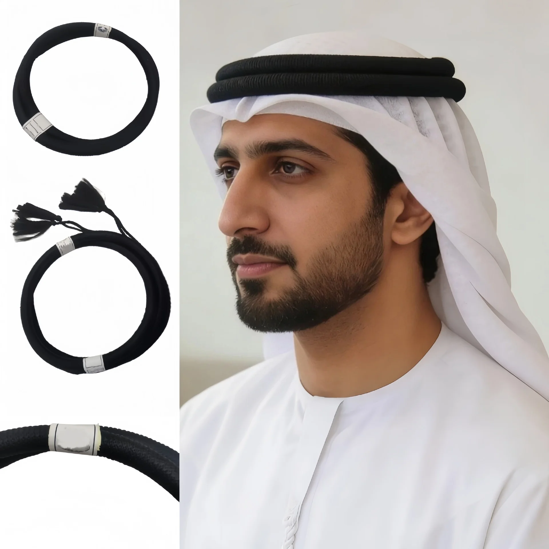 Black Arab Agal Headband for Adults & Kids, Premium Middle Eastern Keffiyeh Fastener Stylish Outdoor Men Accessory