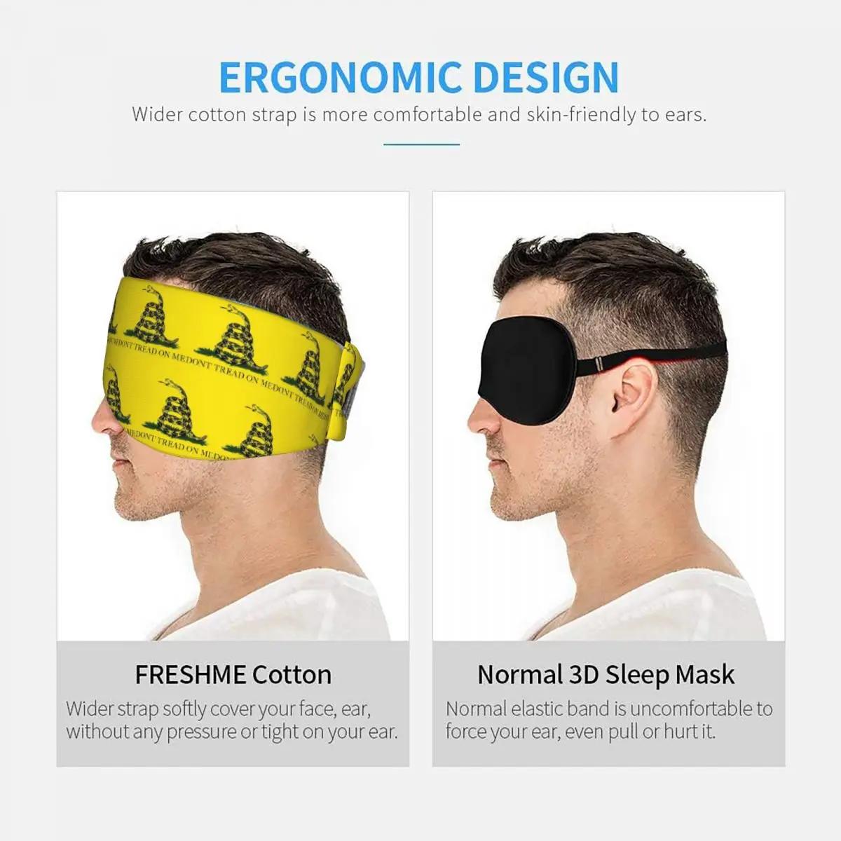 Gadsden Don't Tread On Me Flag sleep mask Light Blocking Portable Eye Cover for Girls Boys Home Sleeping Party Eyeshade eyepatch view 5