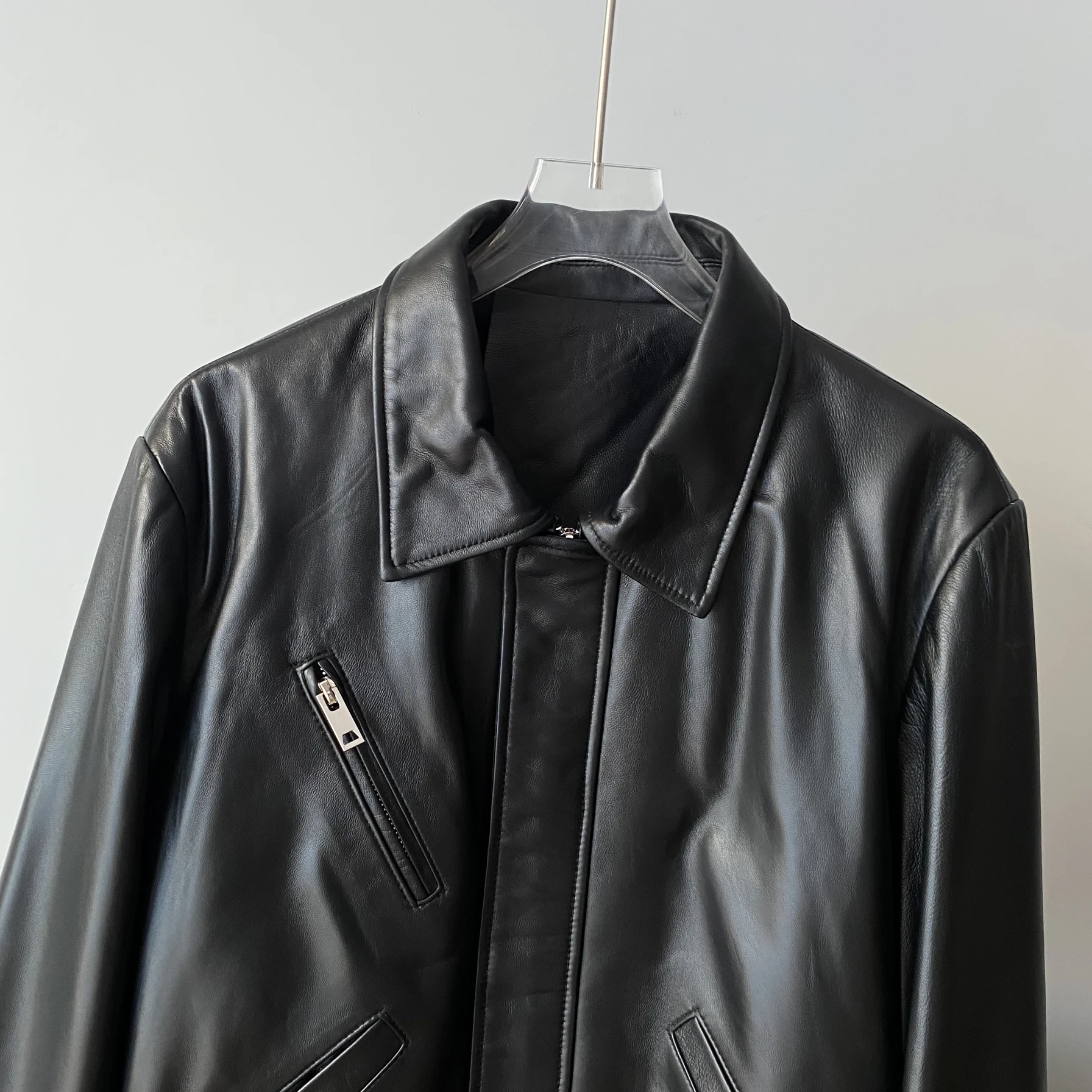 Ele ort Jaet de cuero para mujer, abrigo de piel sintética con cintura elástica y cuello vuelto, Otoño Invierno, recién llegado