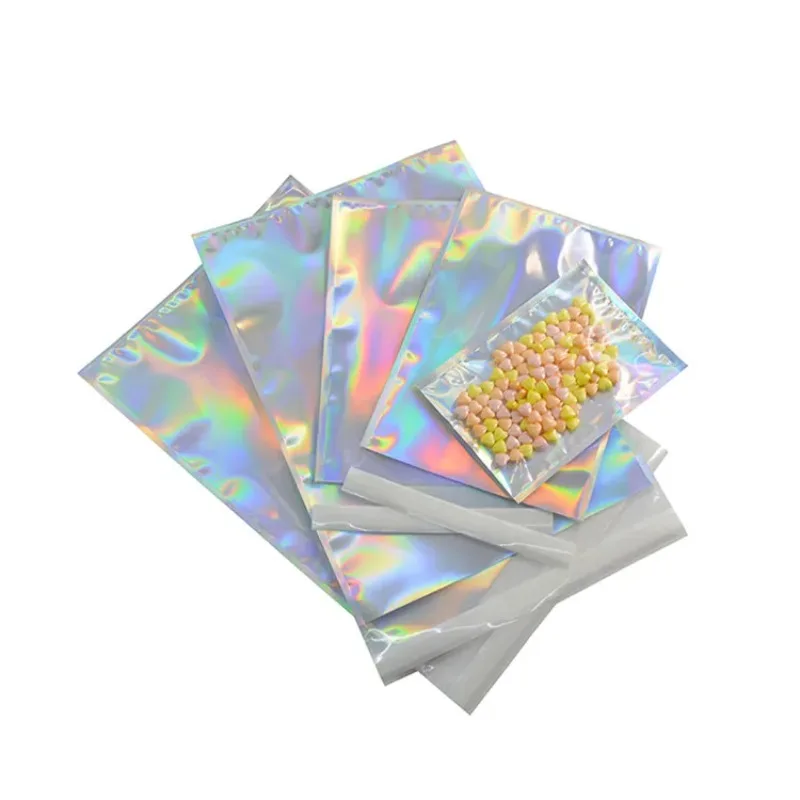 

50PCS Flat Laser Clear Self Sealing Holographic Bag DIY Garment Adhesive Cosmetics Envelope Document Bra Gift Shipping Pouches