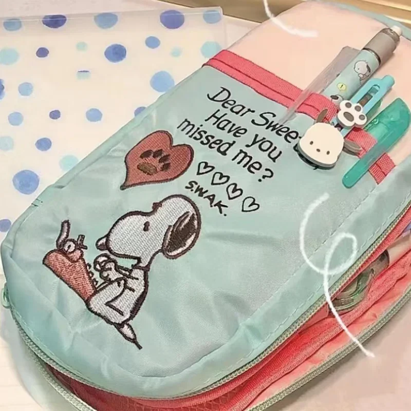 Tas Pensil Alat Tulis Kartun Snooby Tas Clutch Bordir Lucu Tas Penyimpanan Pensil Kapasitas Besar Pelajar Tas Rias Wanita Hadiah