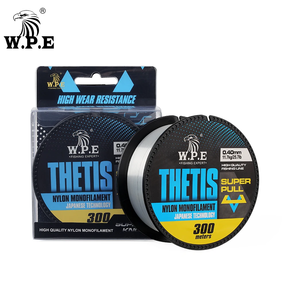 

W.P.E THETIS 300m Nylon Fishing Line Monofilament 0.30mm-0.50mm Bass Carp Fishing Line Main Sinking Fishing Tackle 14.7-35.9lb