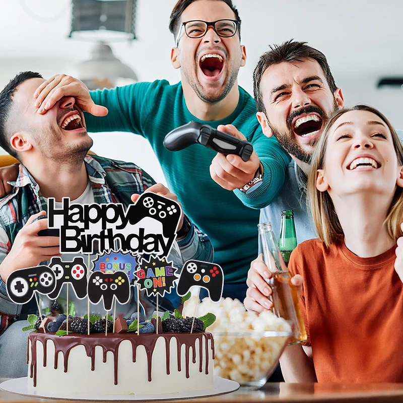 13Pcs Video Retro Game Cake Toppers Controller & Headset for Gaming Theme Happy Birthday Party cake Decorations view 5
