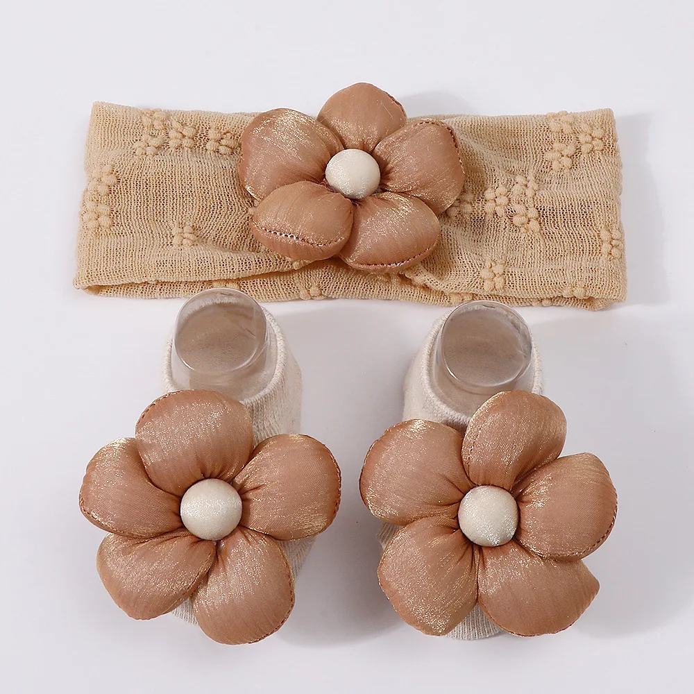 

2 Pcs/Set Baby Headband Socks Lace Flower Newborn Infant Girl Socks Hairband Set Turban Baby Girl Head Bands Hair Accessories