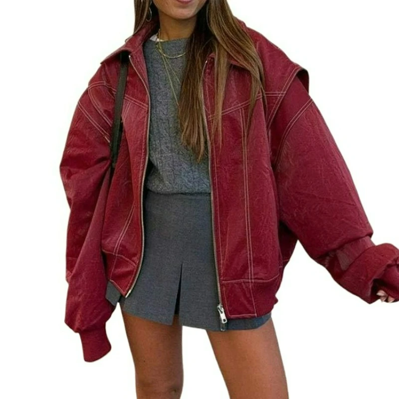 

European American Style 2026 Autumn Winter Trendy Outerwear Top for Women Clothing New Loose Long Sleeved Retro American Jacket