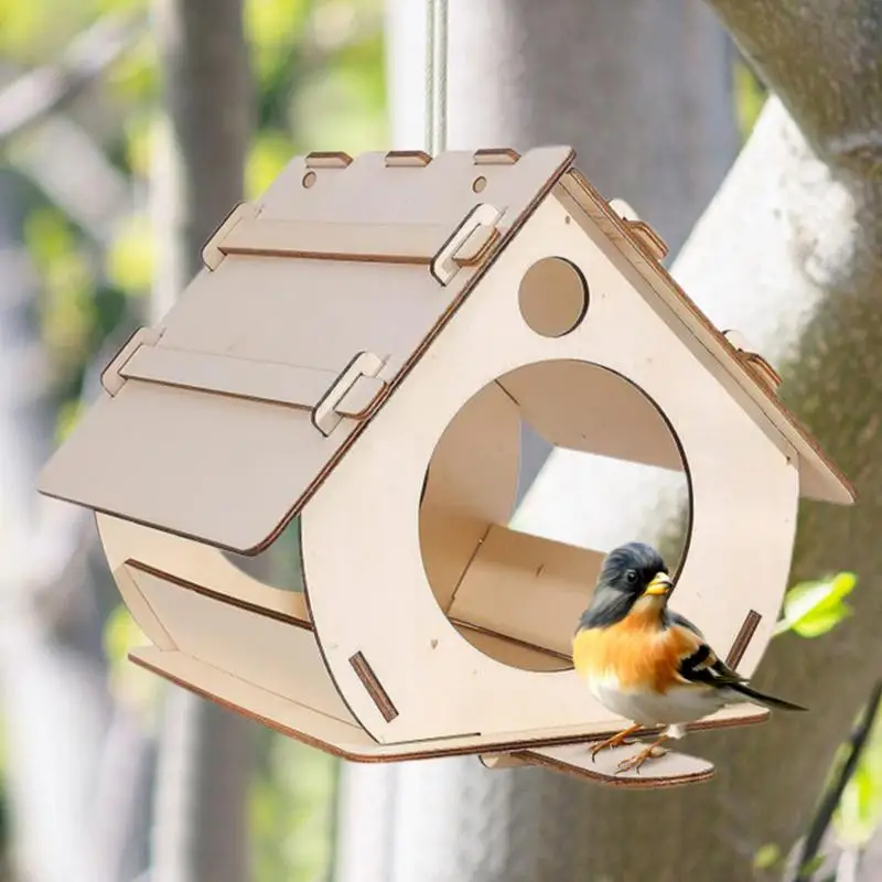 Nichoirs en bois pour le travail de calcul en plein air, cabane à oiseaux suspendue, maison à oiseaux créative