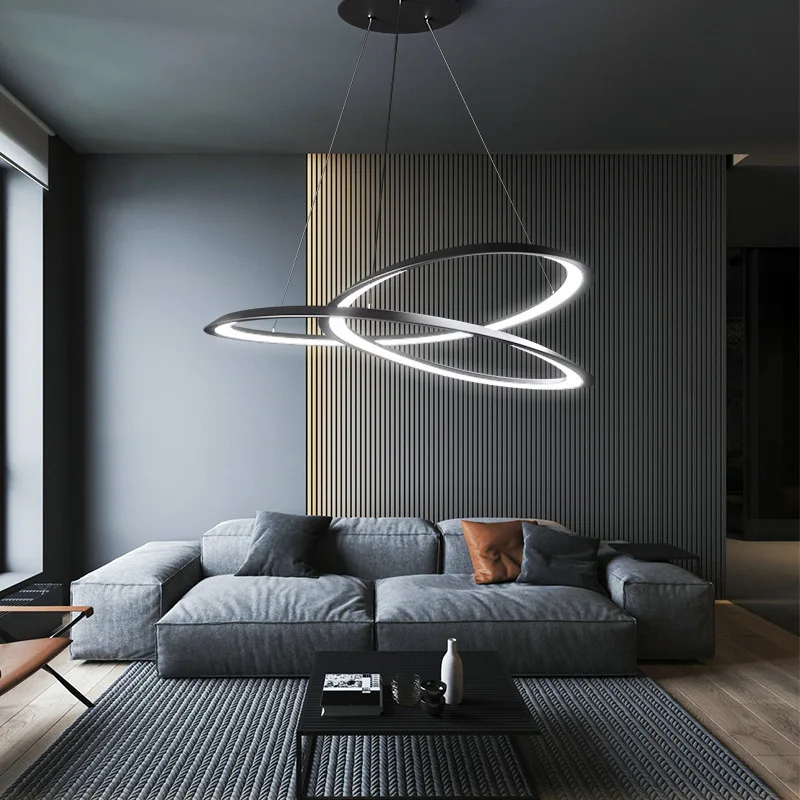 Lampadario moderno ad anello per sala da pranzo, soggiorno, tavolo centrale, camera da letto, lampada a sospensione, arredamento minimalista, illuminazione per interni, apparecchio a sospensione