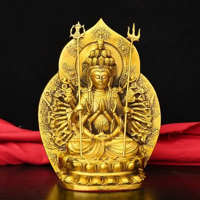 home decor buddhist prayer room temple brass sculpture Thousand-Hand Kwan-yin