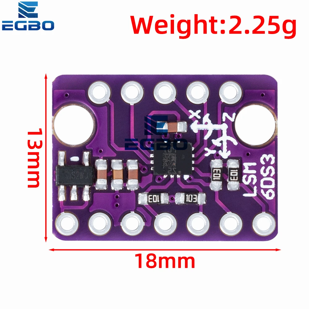 1 ~ 10 قطعة GY-LSM6DS3 مقياس التسارع ووحدة الدوران مع مستشعر درجة الحرارة الرقمي المدمج، يتميز بواجهة SPI وI2C وI2C