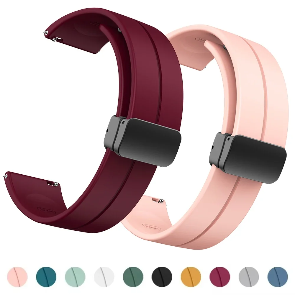 

Ремешок для часов 20 мм 22 мм для Amazfit gts 3/gts 2/4 Mini/Gtr 4/3, магнитный силиконовый браслет Watchabnd Amazfit BALANCE/Active 2, ремешки