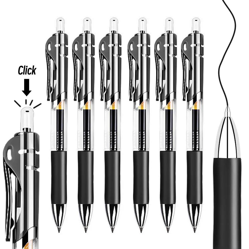 1/5/10Pcs 0.5mm Black Ink Retractable Pen Pens for Writing Gel Aesthetic Stationery Kawaii Supplies Cute Lot Office Accessories