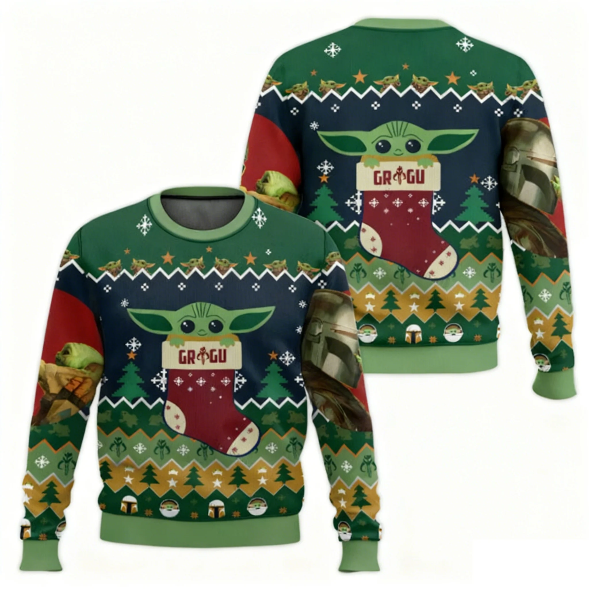 Baby Yoda Brzydki Świąteczny Sweter 2026 Nowa Kreskówka Anime Moda Męska Bluza z Kapturem Wiosna Jesień Damska Bluza