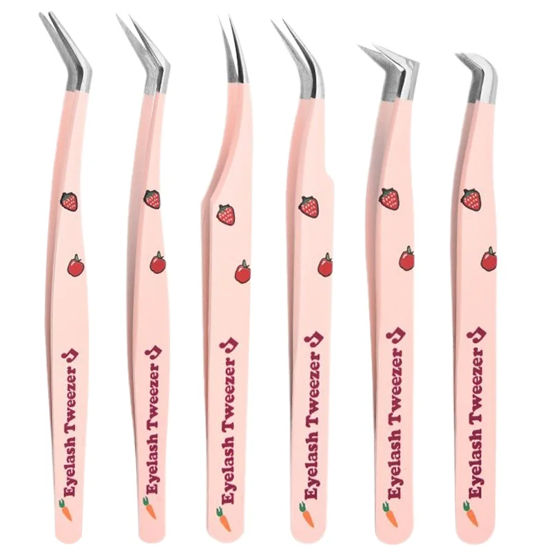 False Eyelash Tweezers Stainless Steel Anti-static Pincet Curved Strip Professional 3D Lashes Extension Tweezer Makeup Tools ﻿