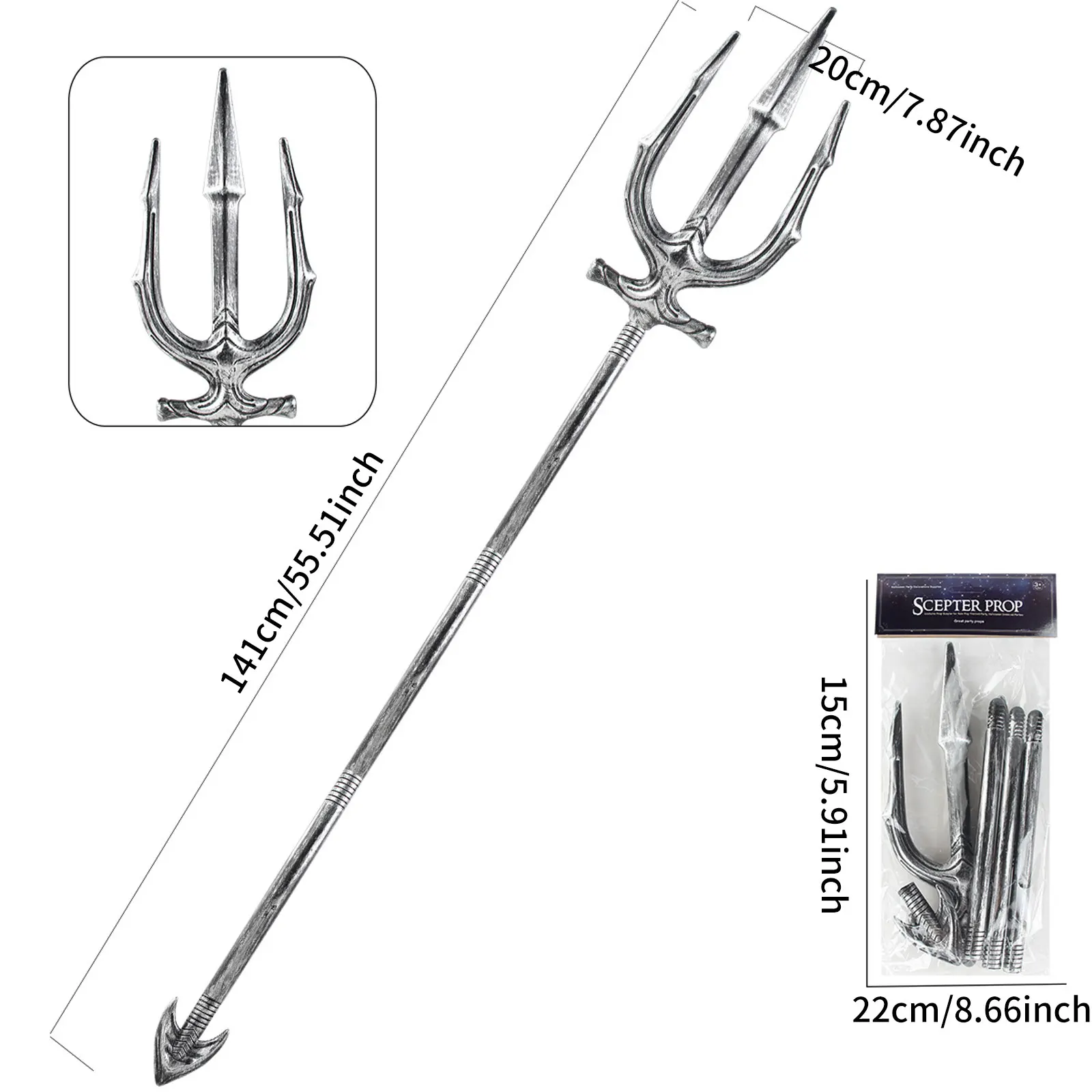 Unisex Kunststoff montieren Zepter Dreizack verstellbare Halloween Cosplay Zubehör Requisiten für Kostüme Partys