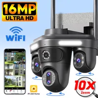 IPC360 Home 16MP 8K HD Wifi Security IP Camera Three Lens Outdoor Wireless CCTV Surveillance Cameras PTZ, 10X Zoom, Waterproof