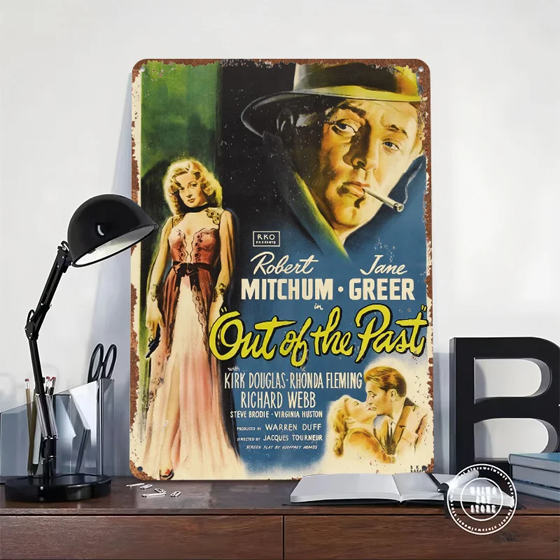 Out of the Past Printed Poster Customized Retro Wall Art Vintage Metal Tin Signs for Home Desk Decor Room Accessories Wand Deko